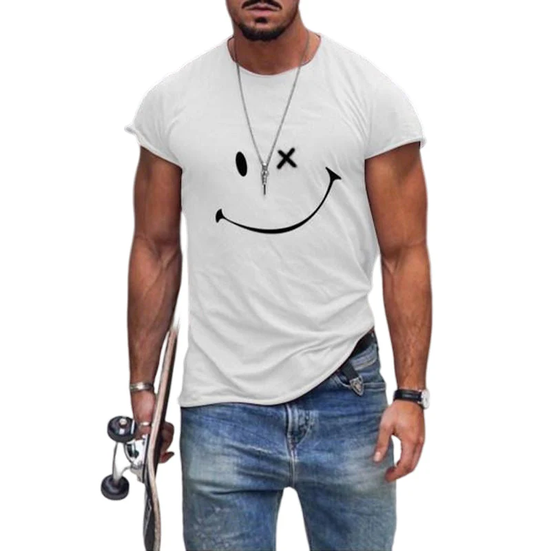 Men's Smile Round Neck Short Sleeve T-shirt - Image 3