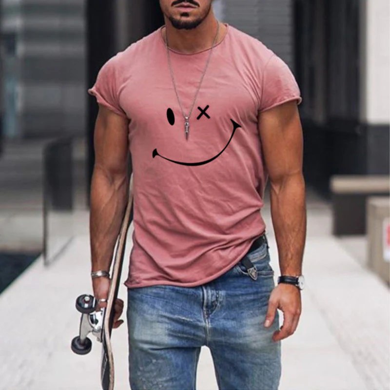 Men's Smile Round Neck Short Sleeve T-shirt - Image 7