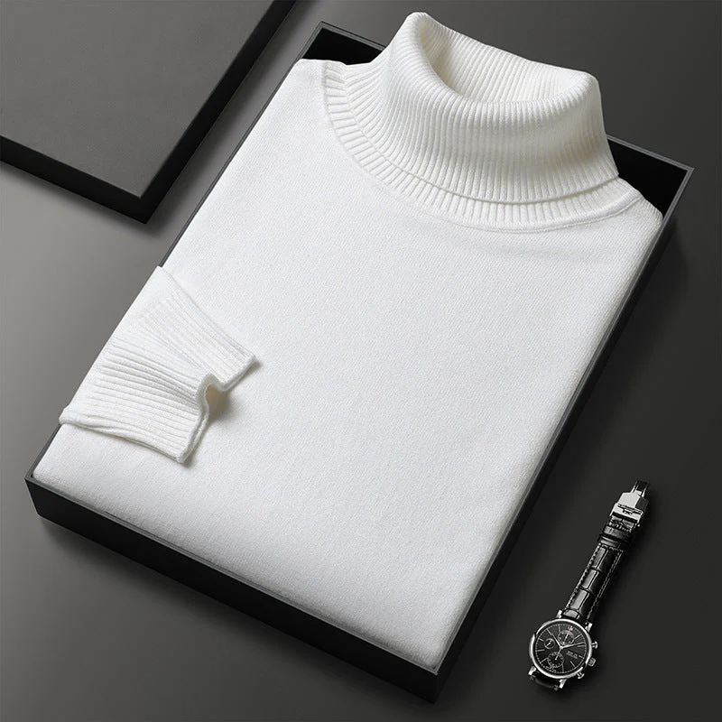 Men's Solid Color Turtleneck Sweater - Image 10