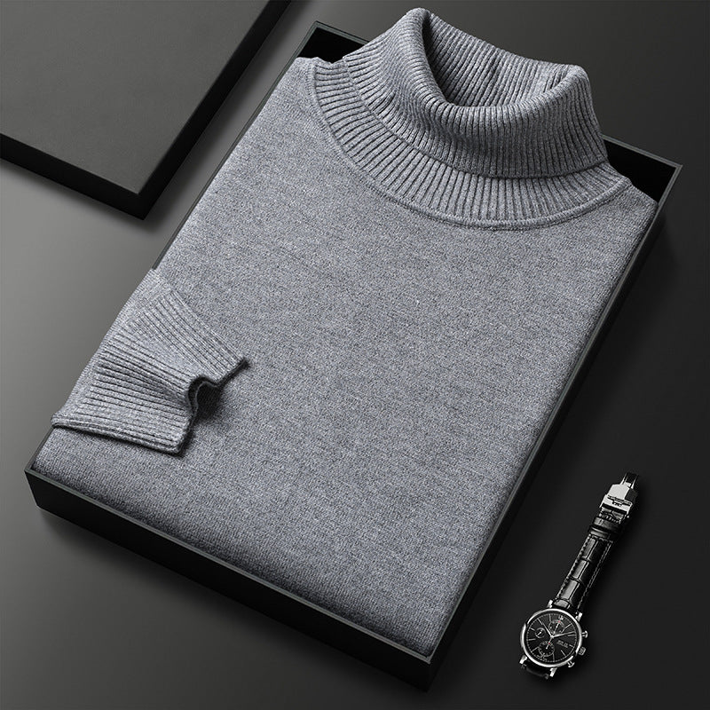 Men's Solid Color Turtleneck Sweater - Image 11