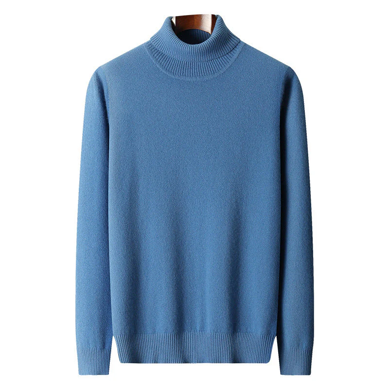 Men's Solid Color Turtleneck Sweater - Image 3