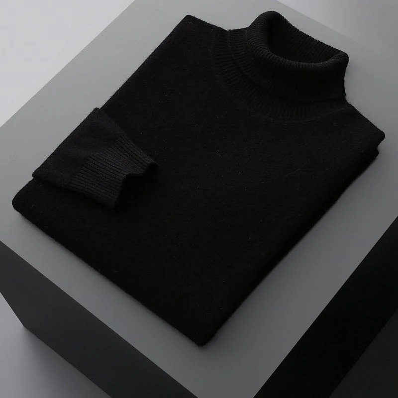 Men's Solid Color Turtleneck Sweater - Image 5