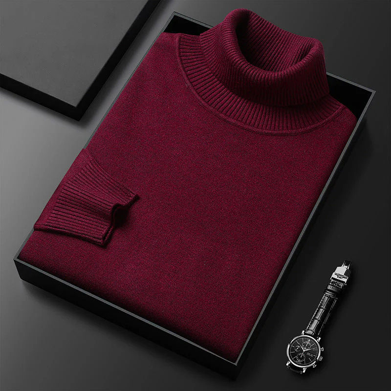 Men's Solid Color Turtleneck Sweater - Image 9