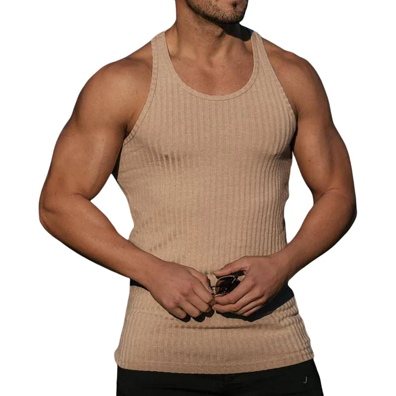 Men's Stripe Solid Color Sports Vest - Image 15