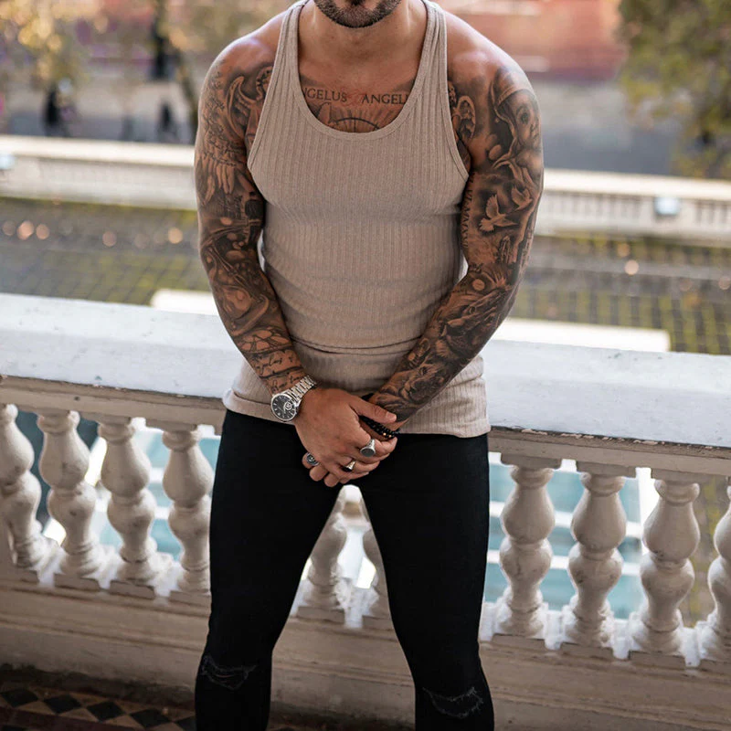 Men's Stripe Solid Color Sports Vest - Image 7
