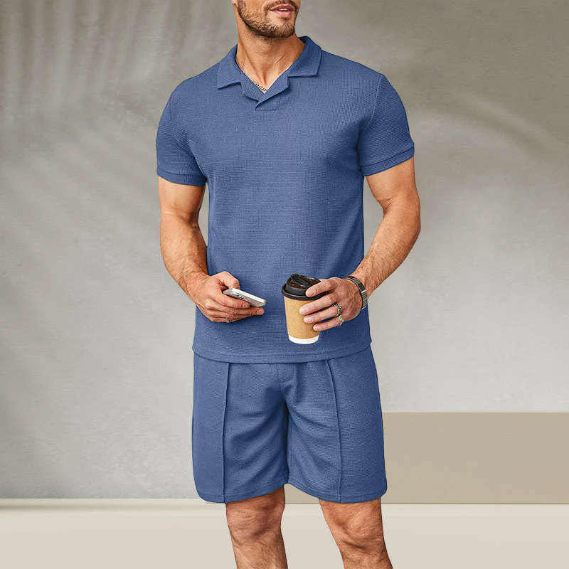 Men's V Neck Summer Casual Set - Image 11