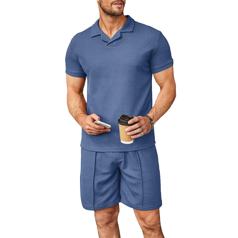 Men's V Neck Summer Casual Set - Image 13
