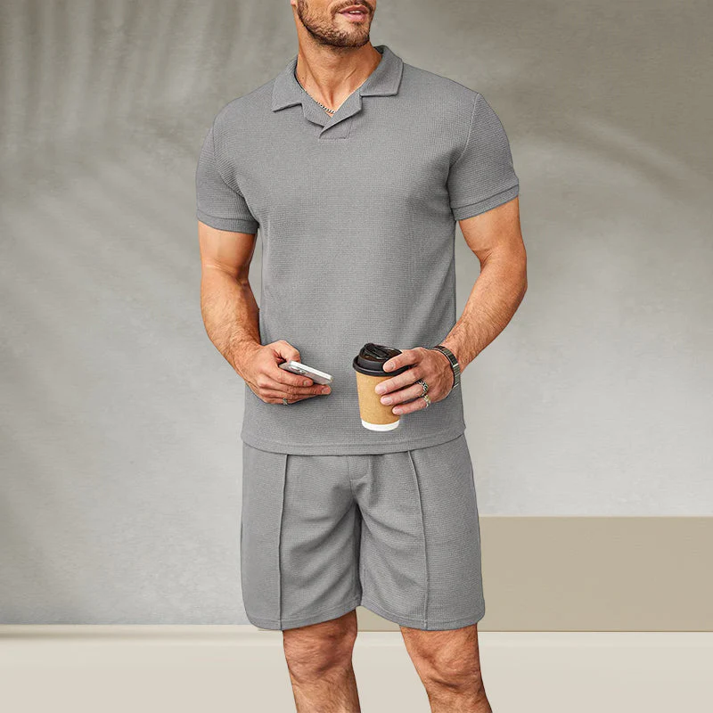 Men's V Neck Summer Casual Set - Image 9