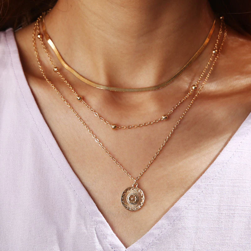 Multi-Layer Lotus Pendant Necklace - Image 2