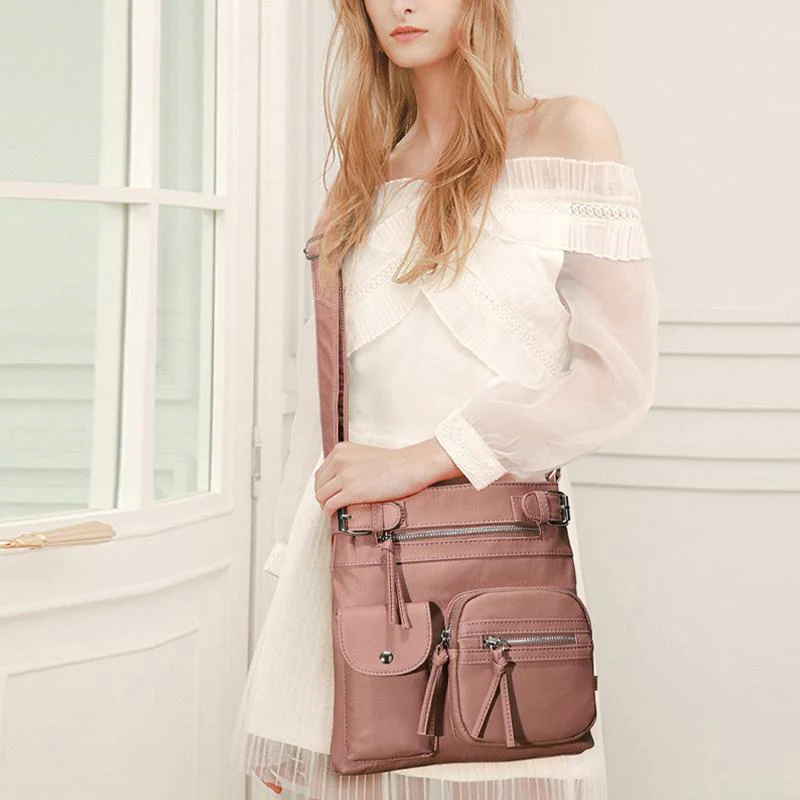 Multi-Pocket Soft PU Crossbody Bag - Image 3