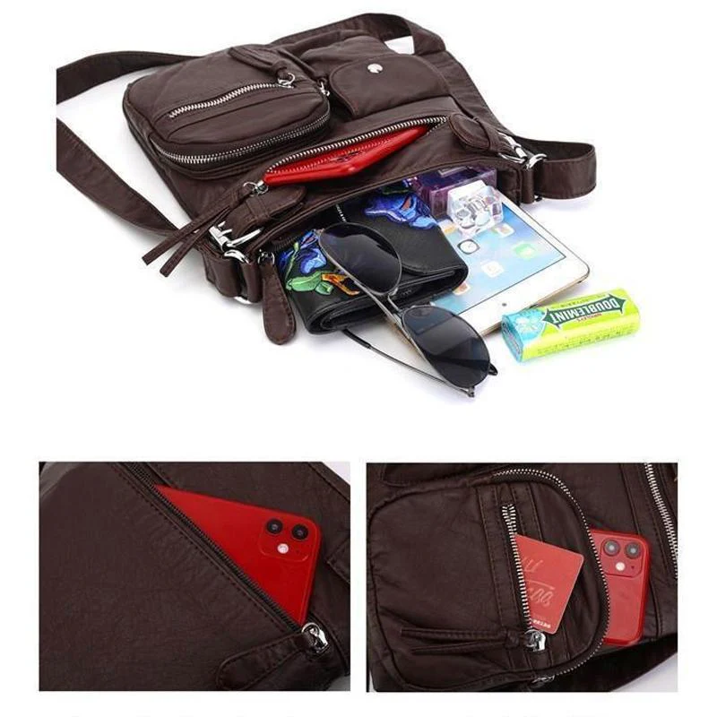 Multi-Pocket Soft PU Crossbody Bag - Image 5
