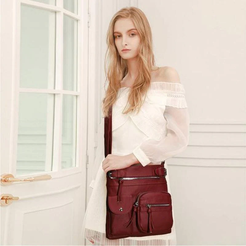Multi-Pocket Soft PU Crossbody Bag - Image 7