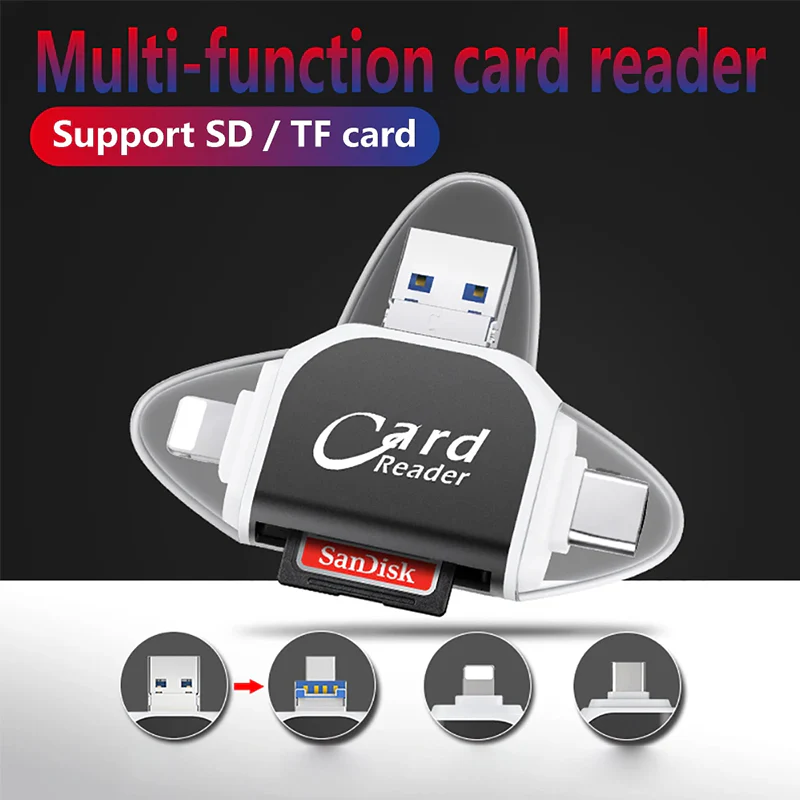 Multi-Port 4 in1 Universal SD TF Card Reader - Image 2