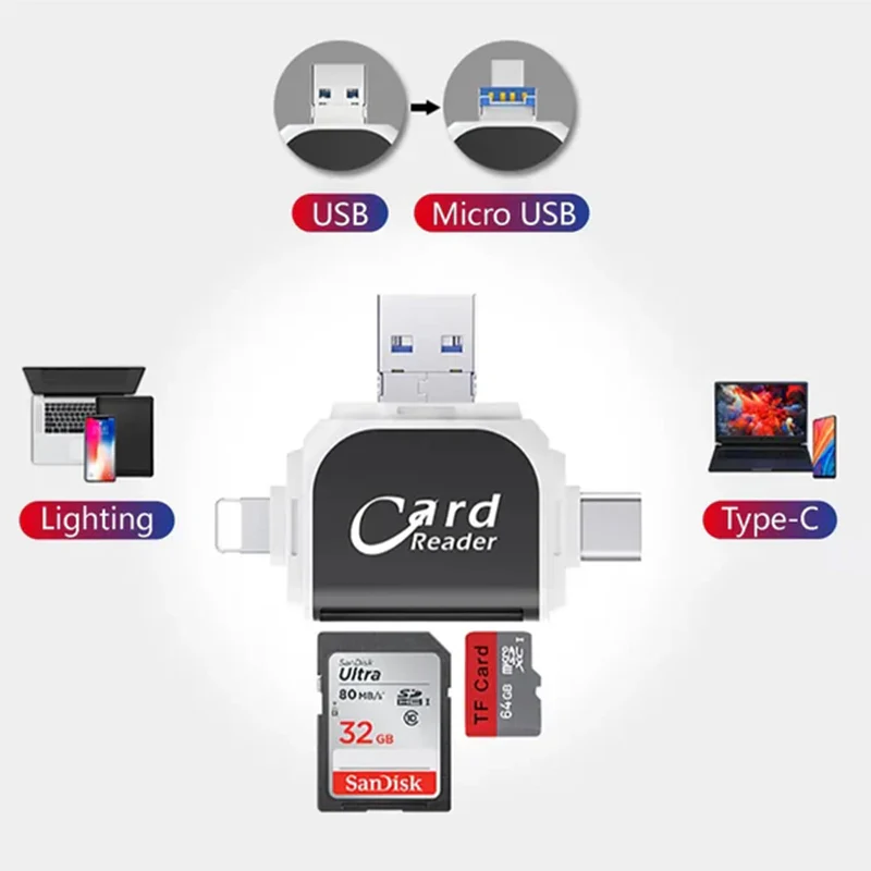 Multi-Port 4 in1 Universal SD TF Card Reader - Image 3