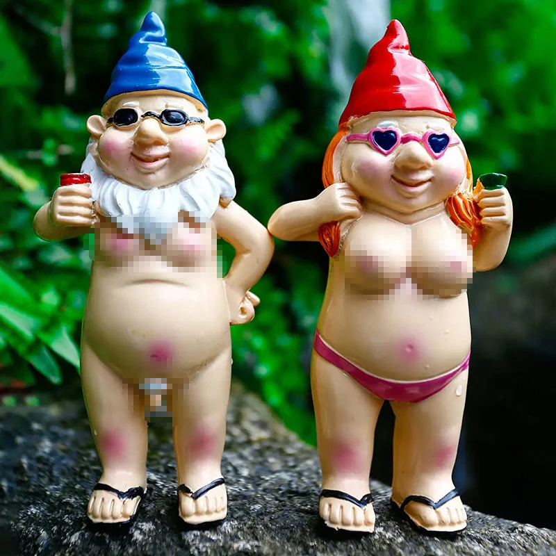 Naughty Garden Gnome Funny Statue - Image 4