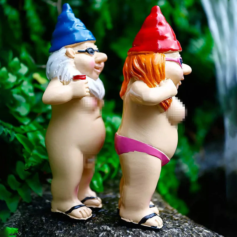 Naughty Garden Gnome Funny Statue - Image 5