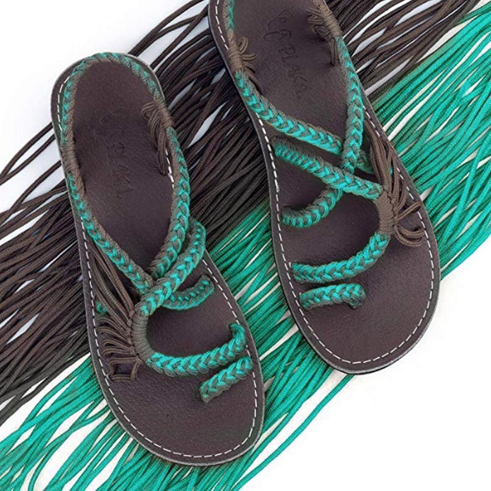 Palm Leaf Flat Sandals for Women, 1 Pair - Image 6