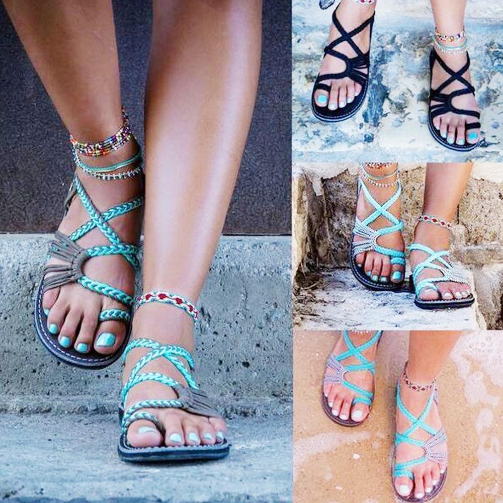 Palm Leaf Flat Sandals for Women, 1 Pair - Image 8