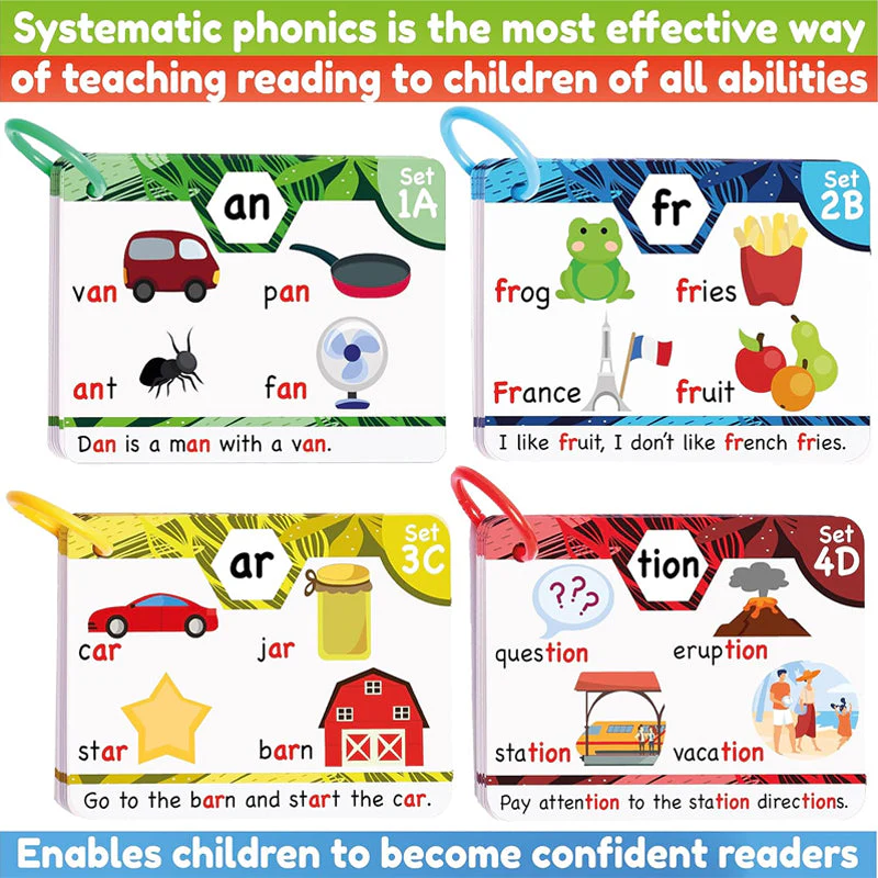 Phonics Flash Cards - Learn to Read in 20 Stages - Digraphs CVC Blends Long Vowel Sounds - Image 5