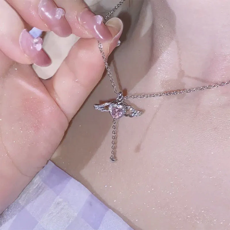 Pink Angel Wings Necklace - Image 4