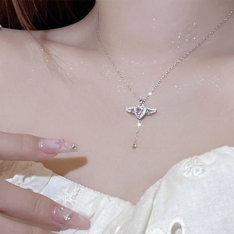 Pink Angel Wings Necklace - Image 5