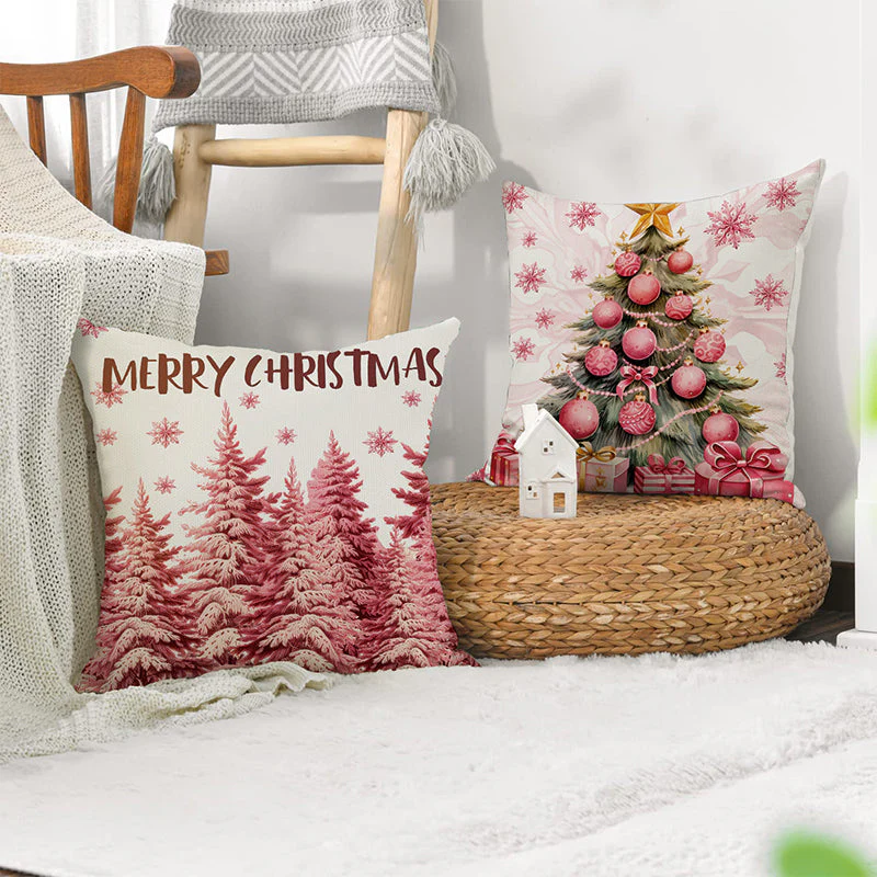 Pink Christmas Pillow Covers - Image 5