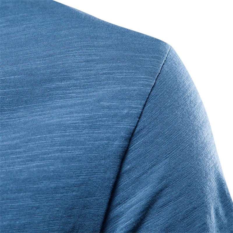Plain Slub Cotton V-neck T-shirt - Image 6