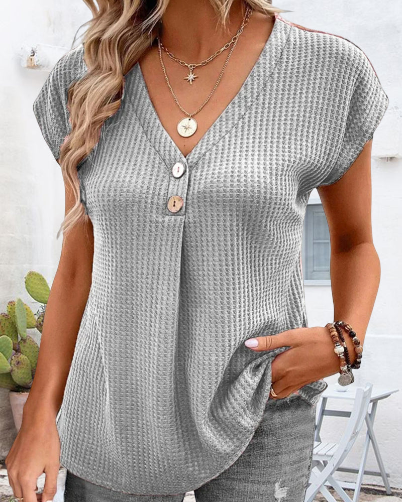 Plain V-neck T-shirt - Image 4