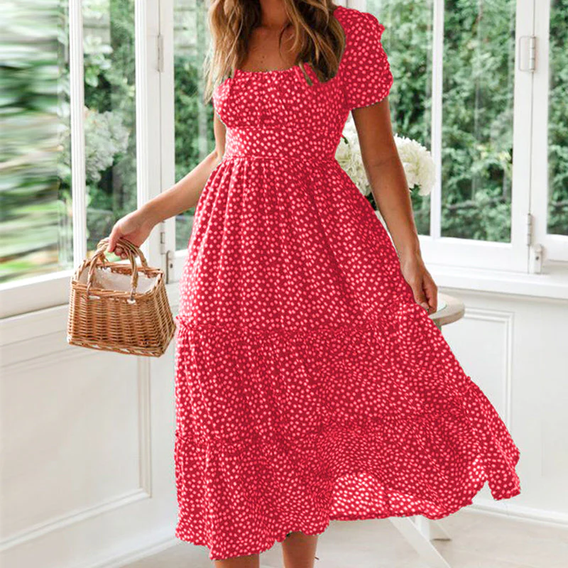 Puff Sleeve Floral Long Dress - Image 11