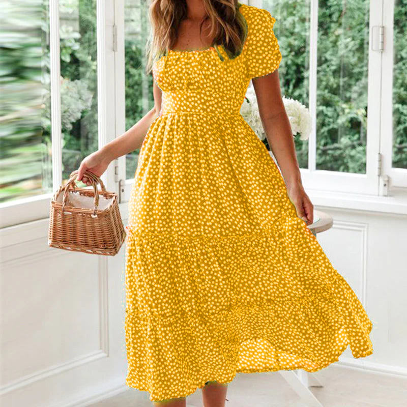Puff Sleeve Floral Long Dress - Image 13