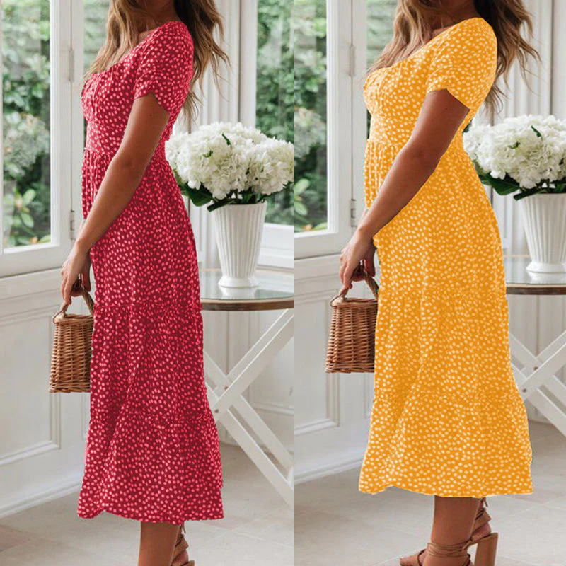 Puff Sleeve Floral Long Dress - Image 3