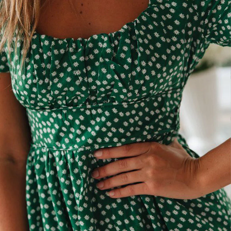 Puff Sleeve Floral Long Dress - Image 4