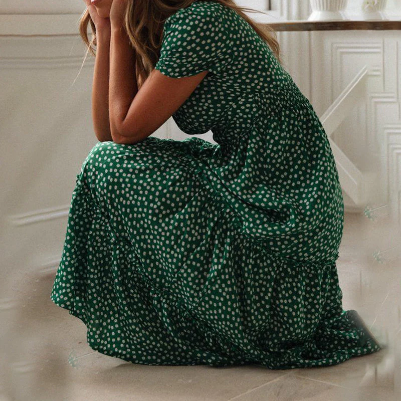 Puff Sleeve Floral Long Dress - Image 5