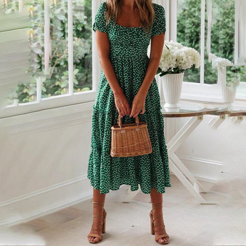 Puff Sleeve Floral Long Dress - Image 6