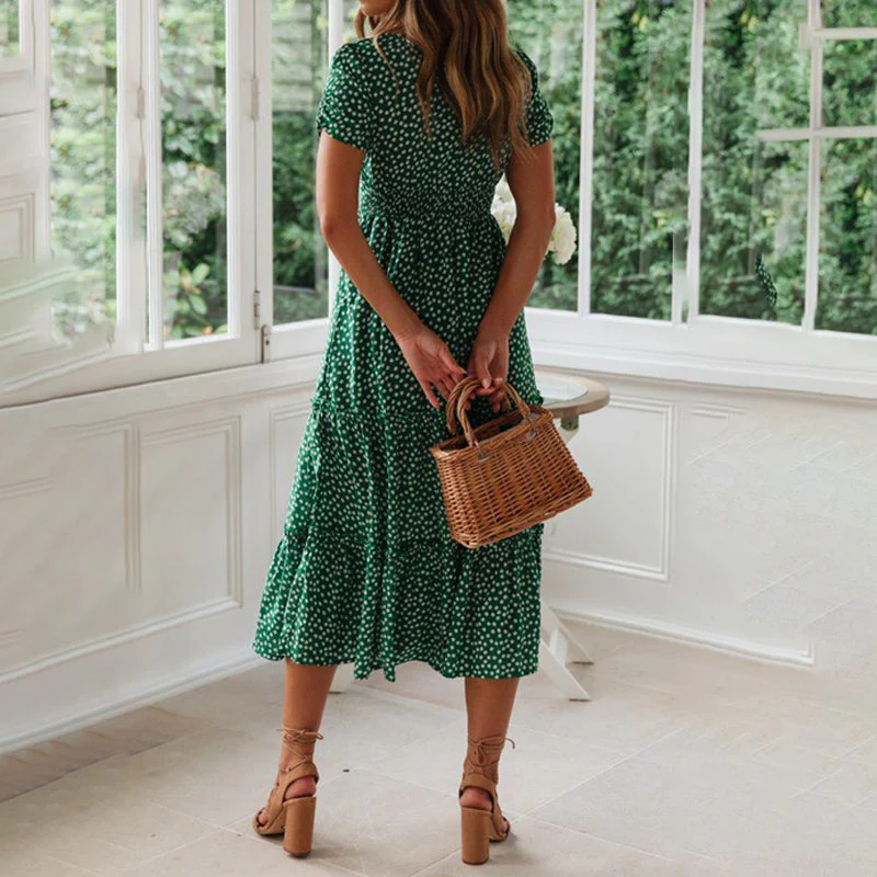 Puff Sleeve Floral Long Dress - Image 7