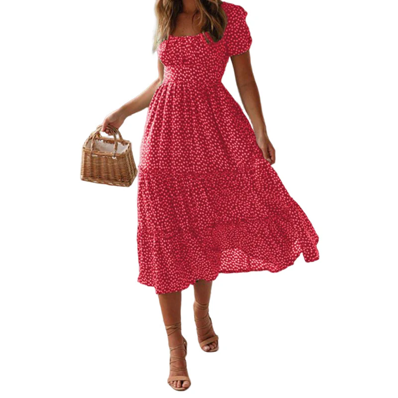 Puff Sleeve Floral Long Dress - Image 8