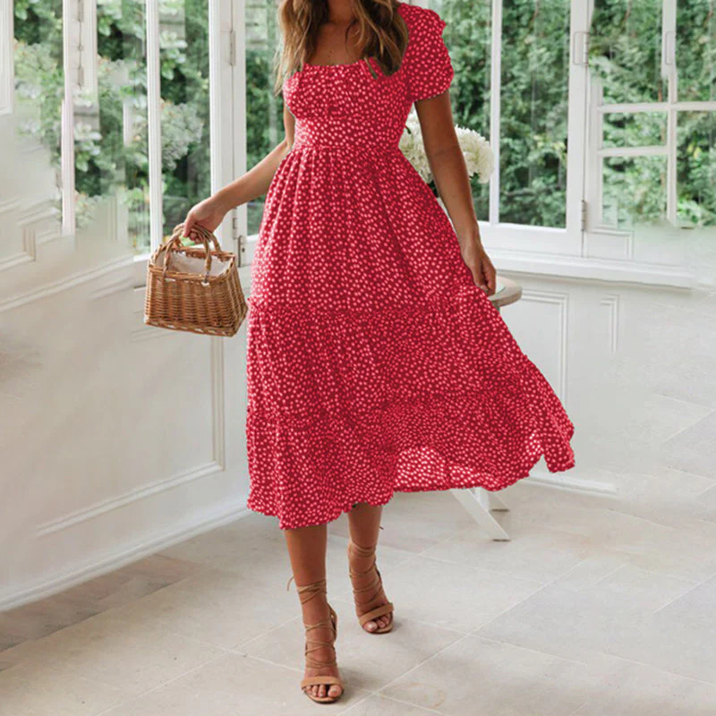 Puff Sleeve Floral Long Dress - Image 9