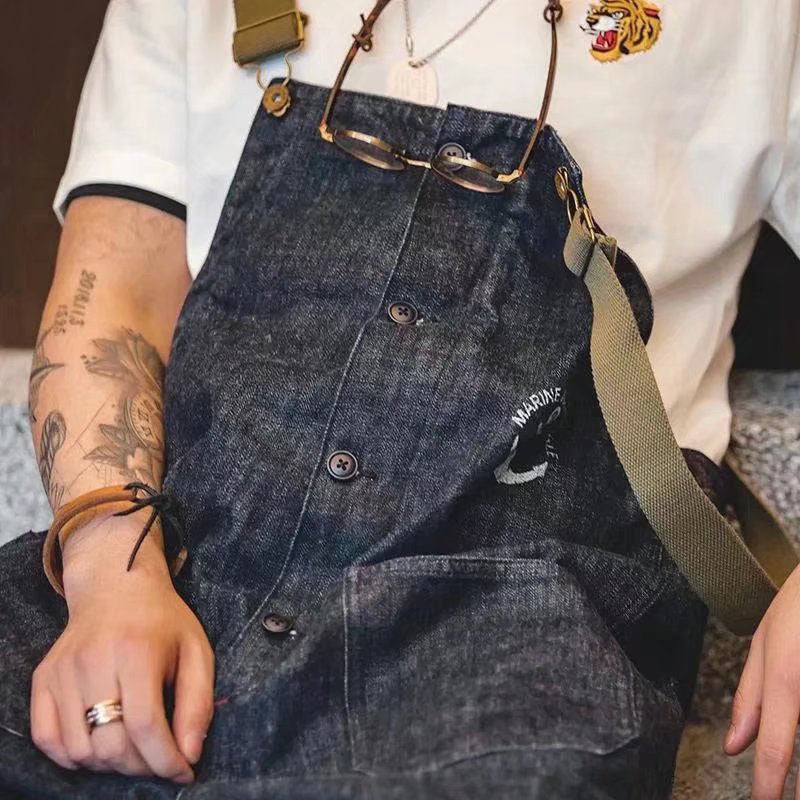 RETRO NAVY BLUE DENIM JUMPSUIT - Image 3