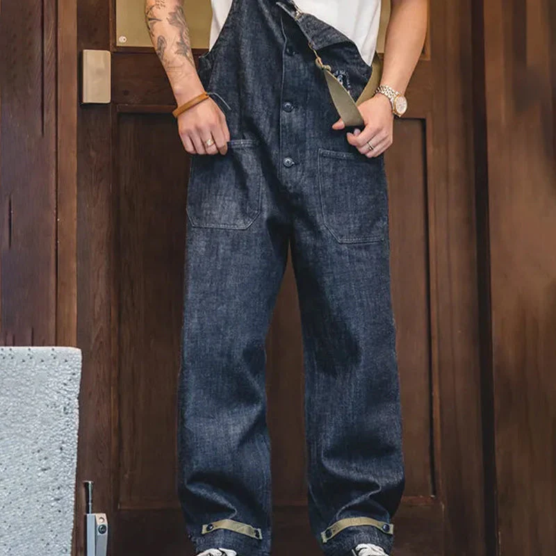 RETRO NAVY BLUE DENIM JUMPSUIT - Image 4