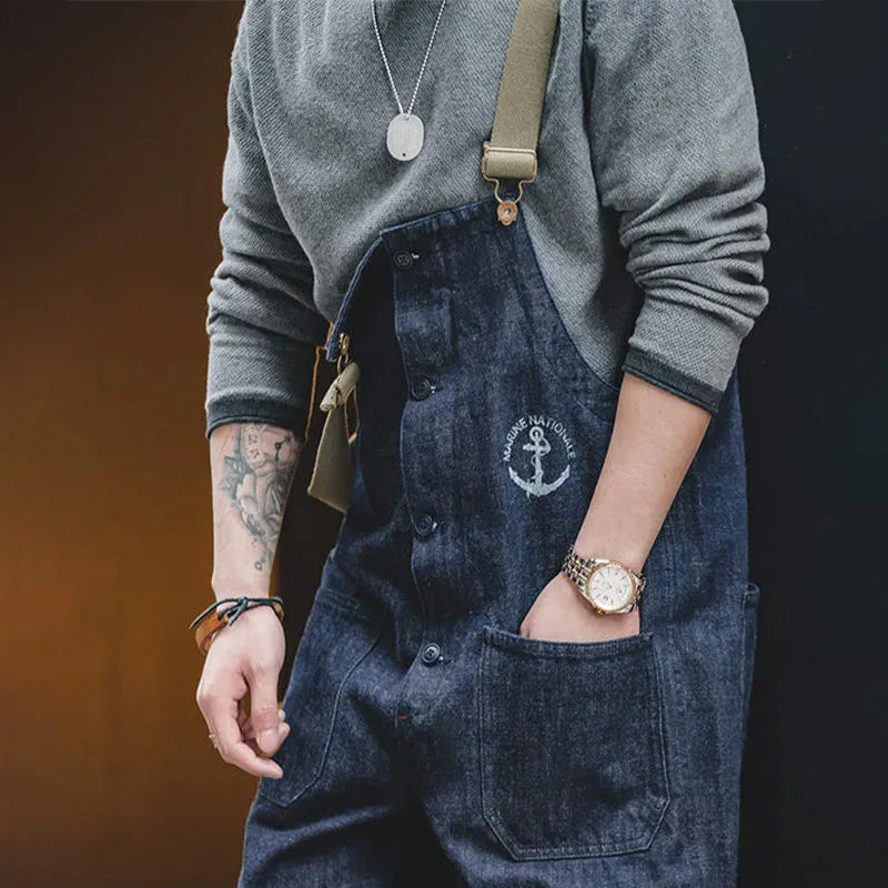 RETRO NAVY BLUE DENIM JUMPSUIT - Image 5
