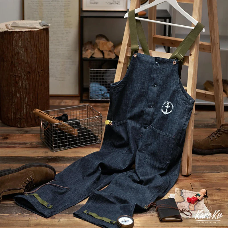 RETRO NAVY BLUE DENIM JUMPSUIT - Image 6