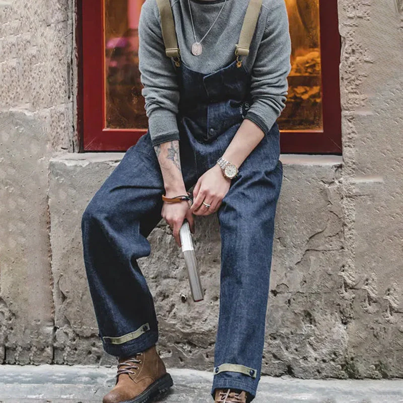RETRO NAVY BLUE DENIM JUMPSUIT - Image 7
