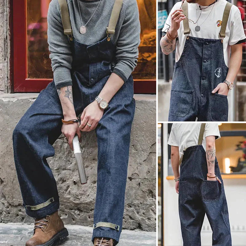 RETRO NAVY BLUE DENIM JUMPSUIT - Image 9