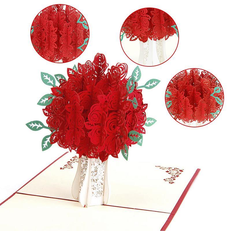 Rose Bouquet Pop-up Card - Valentine's Day Card - Image 2