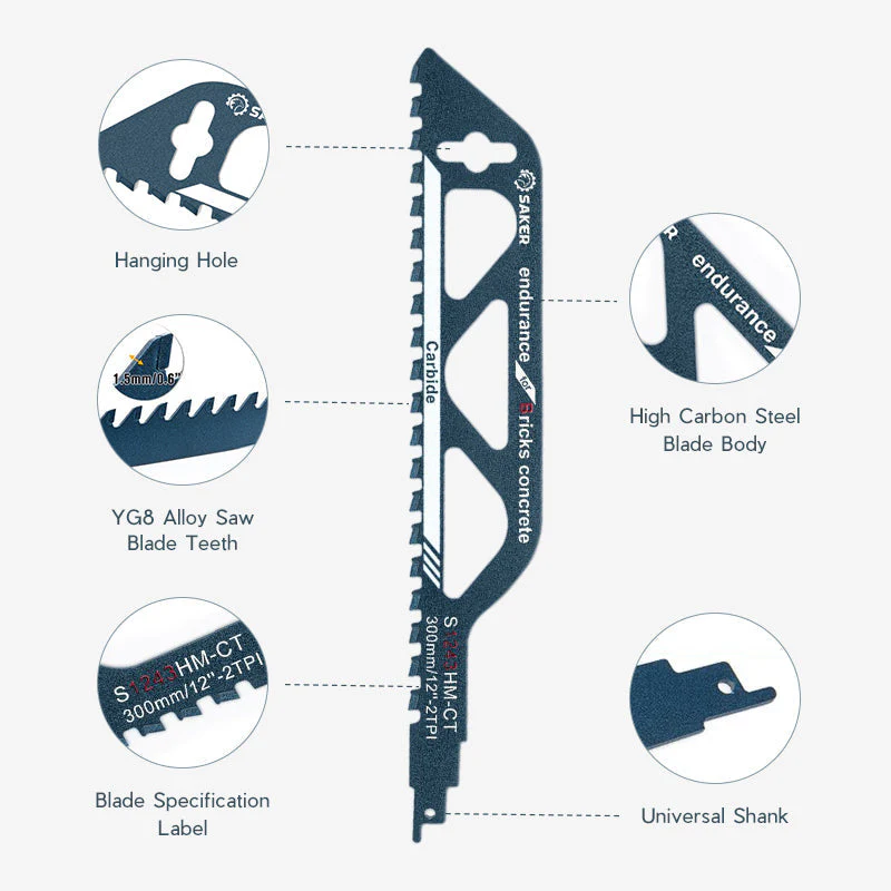 Saker Reciprocating Saw Blade for Cutting Wood, Porous Concrete, Brick - Image 9