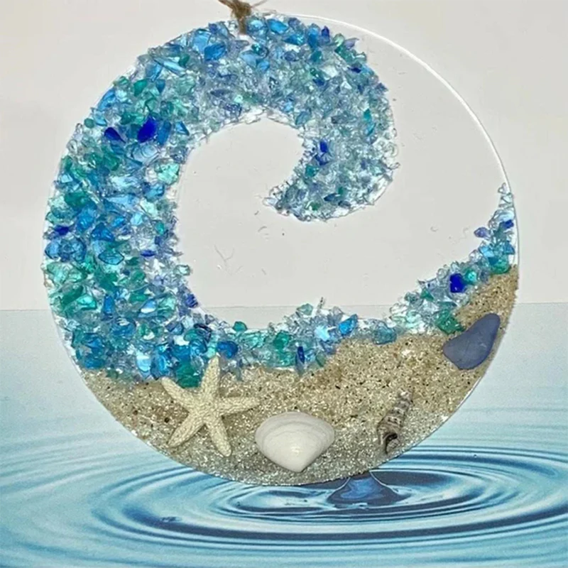 Sea Glass Suncatcher - Ocean Crashing Wave Beach Ornament - Image 2