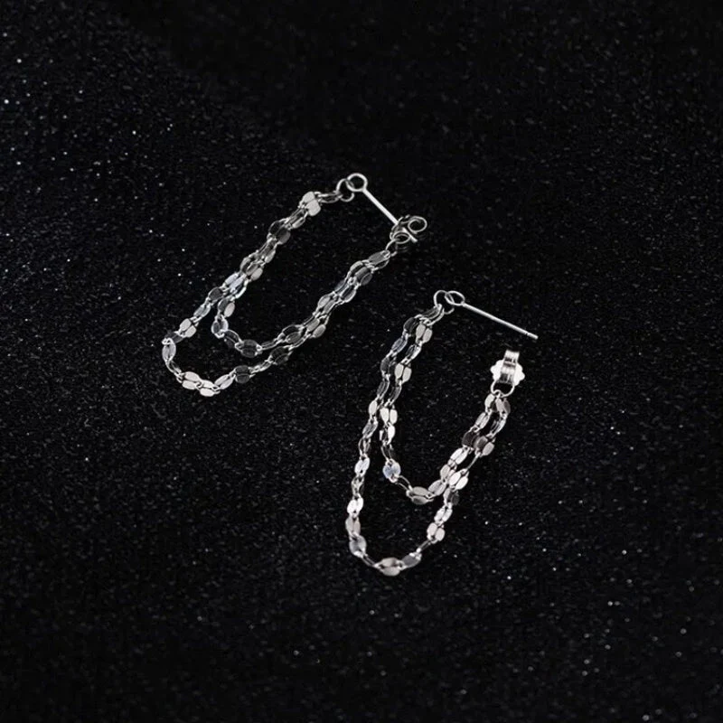 Sequins Chain Tassel Earrings - Image 10