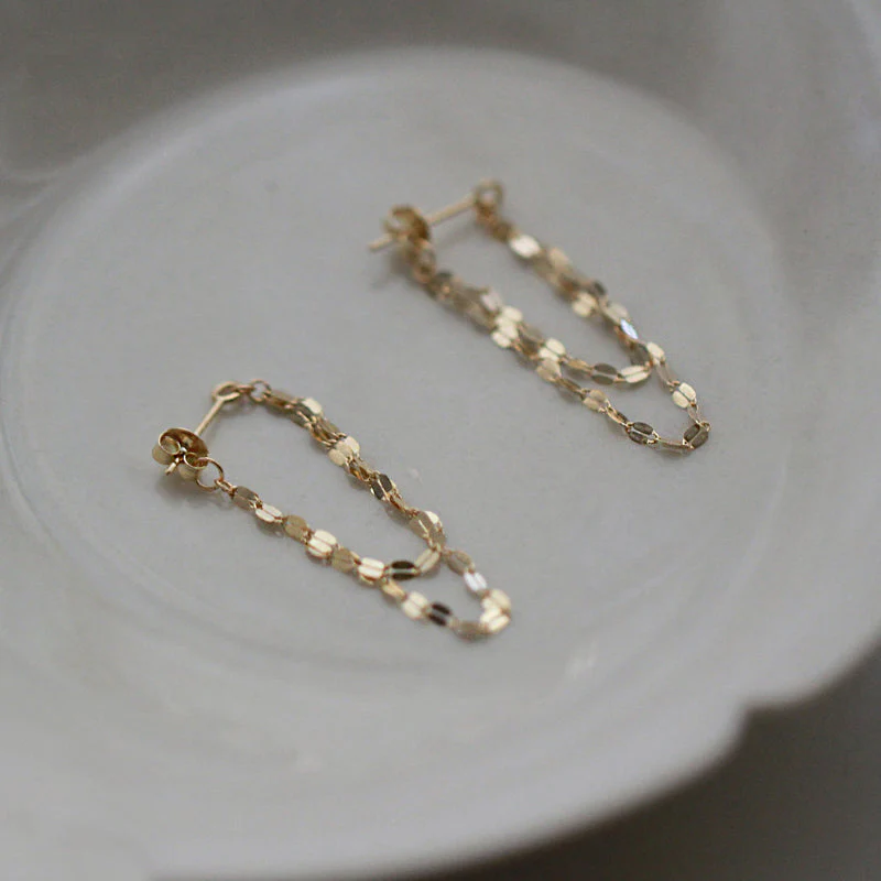 Sequins Chain Tassel Earrings - Image 4
