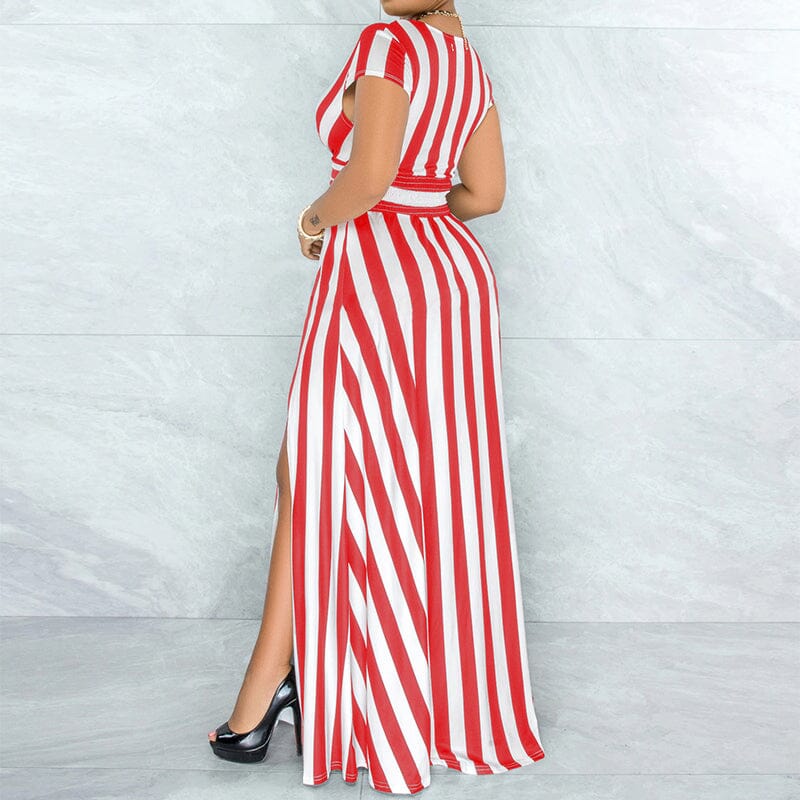 Sexy Striped High Waist Maxi Dress - Image 6