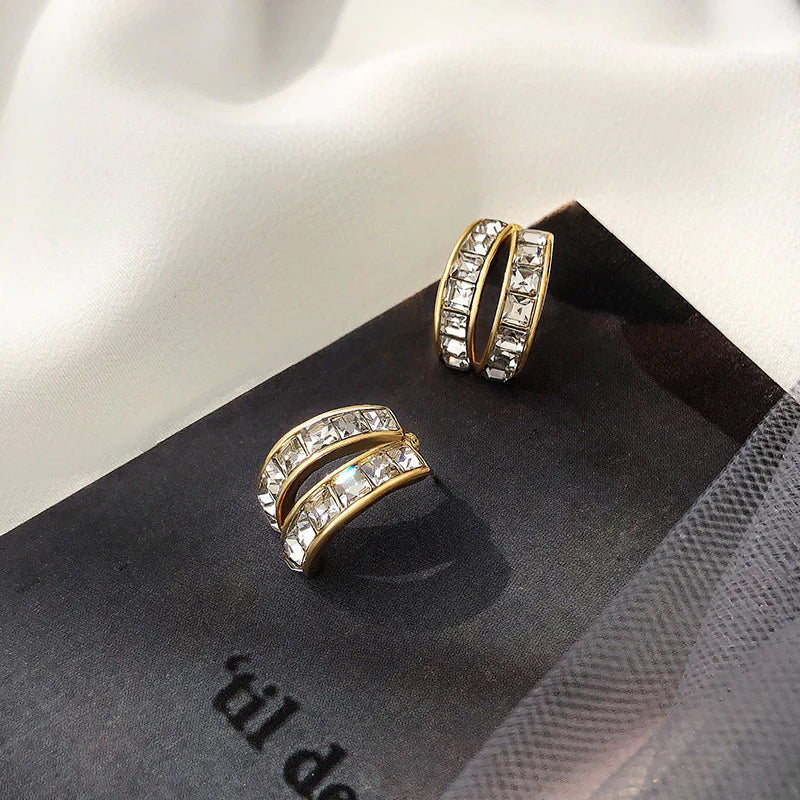 Simple C-shaped Diamond Earrings - Image 2